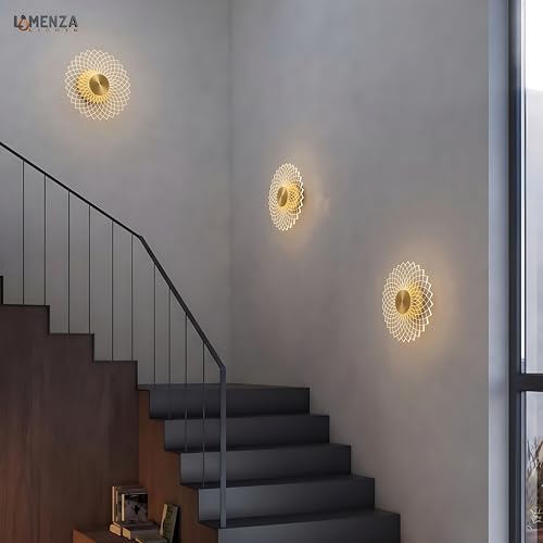 Image of Luxury Spiral Pattern 3-in-1 LED Wall Lamp for Living Room & Bedroom | Fancy Wall Light for Home Decoration, Hallway & Indoor Ambient Lighting (Golden Finish)