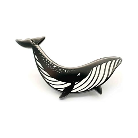 Humpback Whale Enamel Pin Cosmic Lapel Pin with Stars Black Brooch Cover