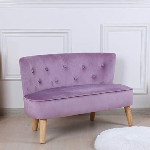 Kid Couch/Toddler Couch /Baby Couch/ Big Kid Sofa Couch For 2-Seater/Child Couch With Solid Legs/Kid Sofa Chair With Sturdy Wooden Frame/Sofa For Kid With Velvet Fabric For Children Gift (Purple) #TOP2