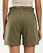 Libin Linen Shorts for Women High Waisted Lightweight Casual Summer Drawstring Comfy Beach Shorts Fashion Clothing, Army Green, L