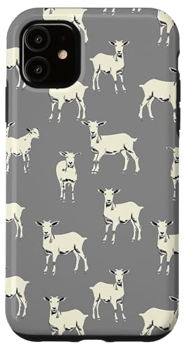 Carcasa para iPhone 11 Diseño divertido de Goats Vintage Farm, granjero, gris