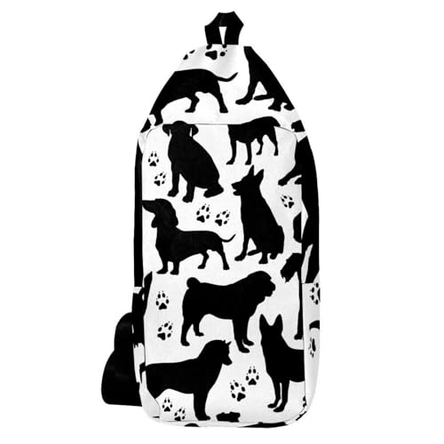 Sac à dos à bandoulière pour voyage et randonnée au motif d'empreintes de chien