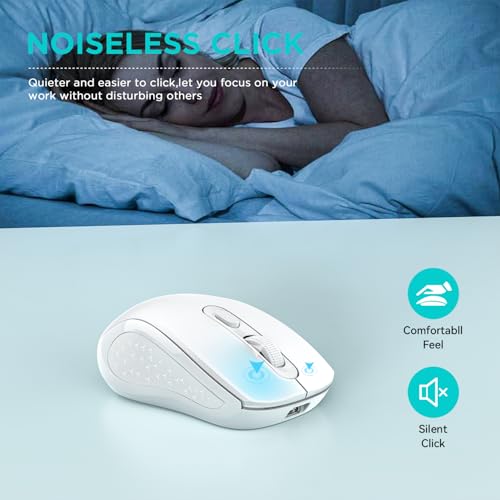Ratón Bluetooth blanco para iPad y portátil, ideal para trabajar en cafeterías sin cables 7