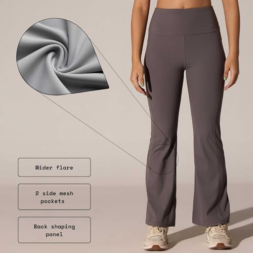 Image of CAVA Women's All Day Flex Flare Pants | High-Waist Flared Yoga Pants with Wide Waistband, 3 Pockets & Anti-Camel Toe | Stretchy, Flattering Activewear for Work & Everyday Wear