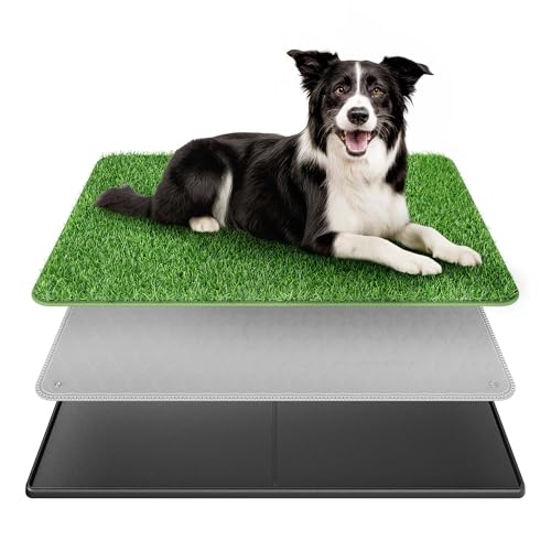 BurgeonNest Dog Grass Pad with Tray 35"x24", Includes Reusable Artificial Turf for Dog Litter Box, Ultra-Absorbent Washable Pee Pad & EVA Material Tray for Balcony, Apartment & Indoor/Outdoor Use