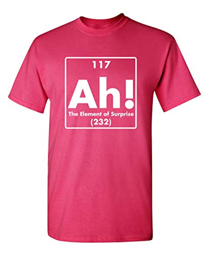 Ah! The Element of Surprise | Mens Graphic T-Shirts Funny | Cool Graphic Tees Men Vintage | Casual Shirts for Men | Novelty Sarcastic Funny T Shirt 4XL Pink