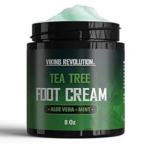 Viking Revolution Tea Tree Foot Cream for Dry Cracked Heels – Foot Cream for Dry Cracked Feet Foot Balm for Dry Cracked Feet – Foot Cream for Dry Feet Foot Repair Cream with Aloe Vera and Mint (8oz)