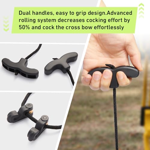 image for AHOSOUTLY Crossbow Pull Cord Crossbow Cocking Rope Device Double Handl