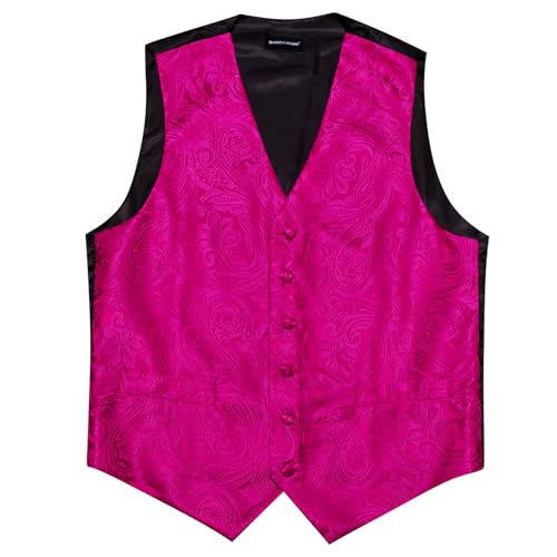 Image of Barry.Wang Men's Suit Vest Formal /Leisure Paisley Jacquard Silk Tie Pocket Square Waistcoat Set Wedding 5PCS