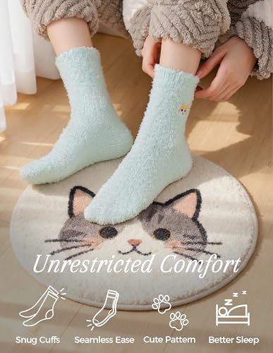 Image of TEHOOK Warm & Cozy Gifts for Women, Fluffy Fuzzy Plush Sleeping Slipper Socks - Soft Warm Fabric