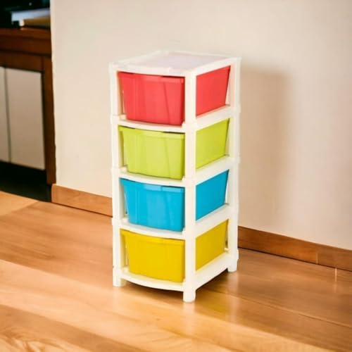 Image of 4XL Plastic Modular Drawer Storage Unit for Home Organization & Kids Utility | Compact Multi-Drawer Cabinet for Study, Office & School Use (Multicolor, 4XL) | Nestware