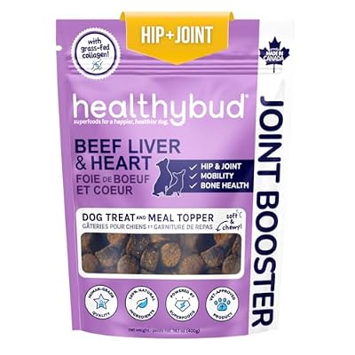 healthybud Hip and Joint Dog Treats - Glucosamine Soft Beef Liver Bites for Senior Dogs, Arthritis Support 4.6oz