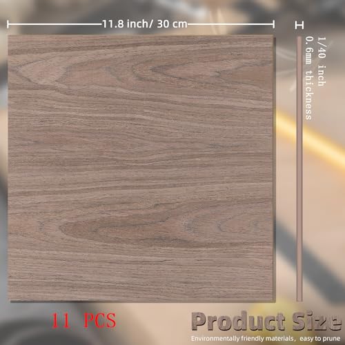 Image of GSCIT Club 11 PCS Walnut Wood Veneer, 12 inch x 12 inch Wood Edge Banding Pre-glued Flexible, Veneer Tape Banding for Cabinet Repair Furniture Restoration