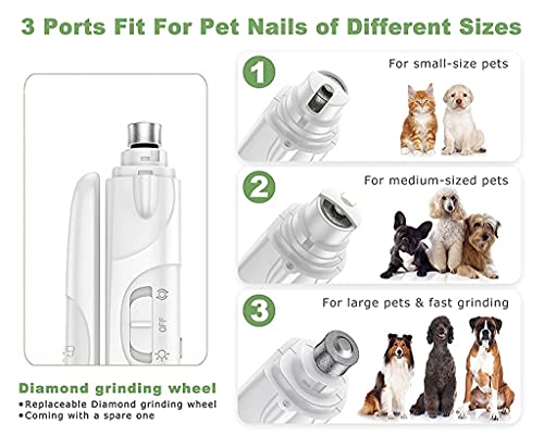Image of Qpets Electric Automatic Pet Grooming Kit 2 In1 Dog Nail Grinder and Dog Nail Clippers Cutter with LED-Lights Rechargable Low Noise Trimmer for Small Medium Large Dogs and Cats