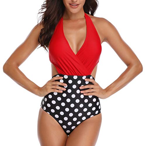 Misolin Costume da Bagno Intero Donna con Push-up Imbottitura Estraibile per Donna