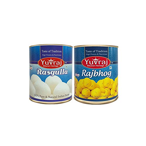 Image of Yuvraj Food Product Sweets Combo of Rasgulla 1 kg and Rajbhog 1 Kg Tin Pack