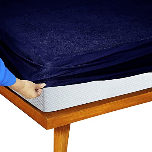 Image of Feelme Waterproof Mattress Cover for Queen Size Bed 72x60 Mattress Protector Queen Size Bed (72x60 Inch / 6x5 feet) Blue