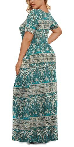 Image of LONGYUAN Women's Plus Size Maxi Dresses Summer Short Sleeve Casual Long Dress 2026 XL-6XL