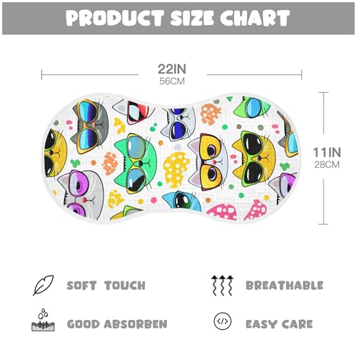 Burbuja Cartoon Cat Faces Wearing Sunglasses Muslin Baby Burp Cloths, Soft & Absorbent Cotton Burping Rags for Newborn Boys & Girls, 2 Pack2