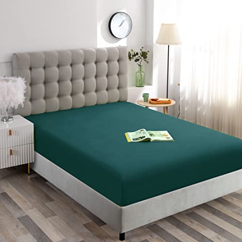 Image of Ghooss Deep Pocket Fitted Sheet,Blue Green Full Fitted Sheet Only,Hotel Luxury 1500 Bedding - Wrinkle, Fade and Stain Resistant-1 Pack,Blue Green,Full