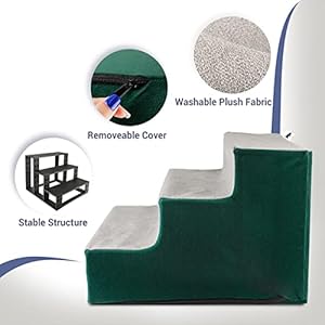 NAMSAN-Dog-Stairs-for-Small-Dogs-High-Beds-Self-Assembly-Pet-Steps-for-Small-Medium-Dogs-Cats-Non-Slip-Dog-Steps-for-Couch-Washable-Cover-122-Height-GreenGray - Cucciolini Doodles   NAMSAN-Dog-Stairs-for-Small-Dogs-High-Beds-Self-Assembly-Pet-Steps-for-Small-Medium-Dogs-Cats-Non-Slip-Dog-Steps-for-Couch-Washable-Cover-122-Height-GreenGray