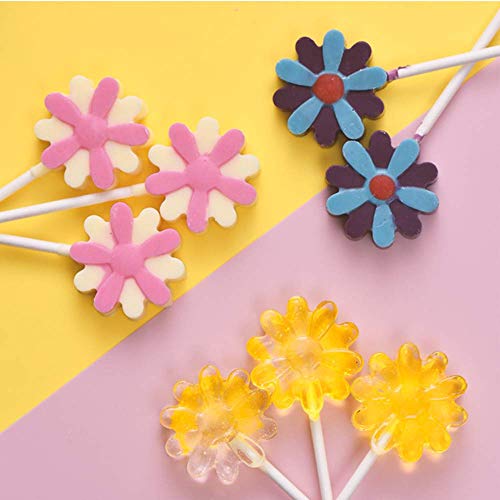 6 Pieces Jumbo Silicone Lollipop Molds, Chocolate Hard Candy Mold with 80 Sucker Sticks for Baking,Random Color - Thumbnail 5