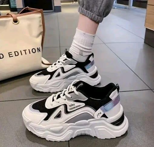 Image of Women Chunky Sneakers Lightweight Lace-Up Casual Sports Shoes Breathable Mesh Walking Shoes - NID44059