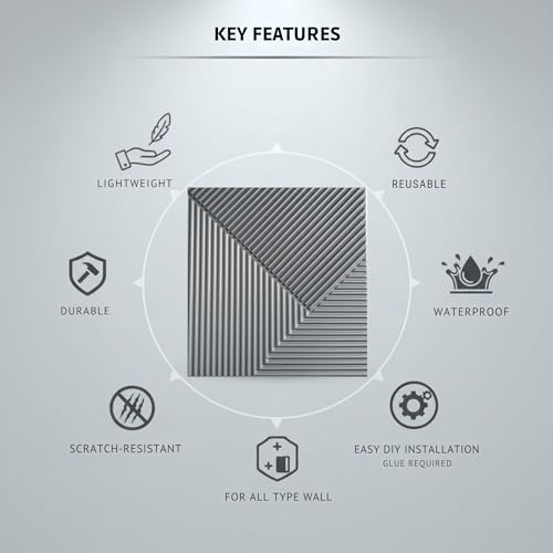 Image of Kayra Decor 3D PVC Wall Panels for Bedroom & Living Room |Fluted Design |Silver Color | 19.7 x 19.7 Inch | Pack of 12 | 32.28 Sq Ft