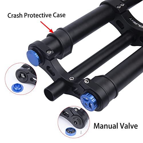 Bolany Downhill Mountain Bike Air Suspension Front Fork Double Shoulder Inverted Aluminum Alloy Thru-Axle Boost Spacing 15 * 110Mm Fork Fit For Disc Brake 26/27.5/29 Inch Tire (Straight Steerer) #TOP3