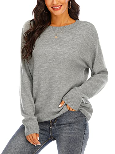 Woolicity Women's Oversized Sweater Loose Fitting Crewneck Knit Pullover Casual Cozy Lightweight Tops Winter Fall