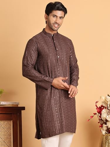 Image of Jompers Embroidered Straight Kurtas for Men
