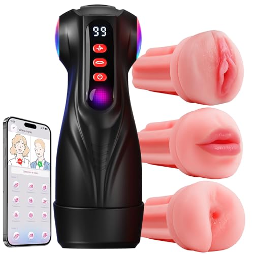 Remote Male Masterburbatar Sucking Vibration Thrusting with APP Pussy Pocket Electric Male Self Masterbuters Blowjobob Machine Masturebastorfor Men Hands Free Adult Toy Underwear QP01 (Ink Black)