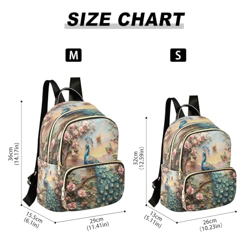 Image of ALAZA Peacock Butterfly Peony Women Backpack Purse Ladies Fashion Shoulder Bag Daypack Travel Bag 7.5L