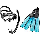 Cressi Unisex-Erwachsene Onda Mare Schnorchelset Tauchset Taucherbrille, Schwarz, Einheitsgröße & Unisex Flossen Rondinella, Aquamarine, 41/42, CA186341