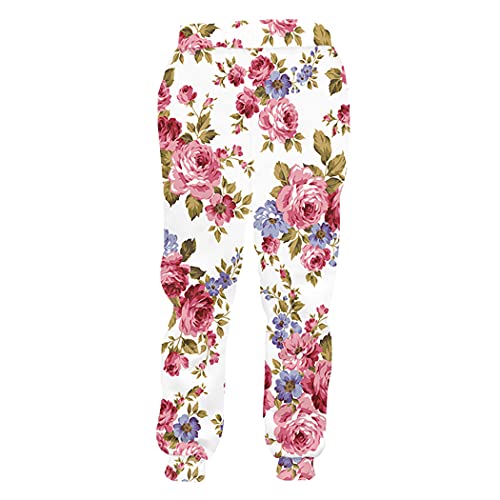 Pantalon de survêtement avec impression 3D feuilles et roses
