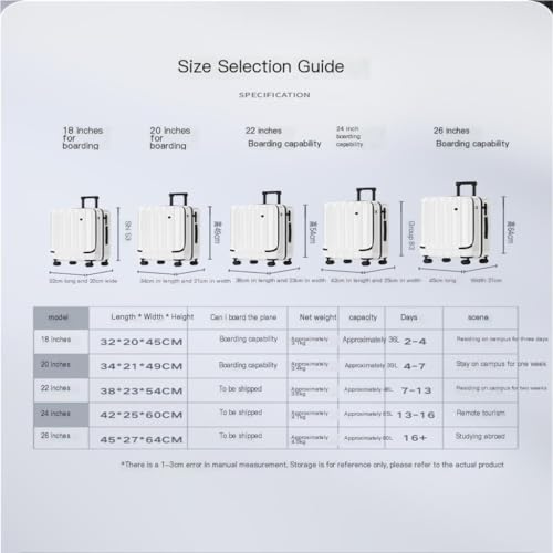 Suitcase New Front Opening Suitcase Trolley Case 18 Inch Boarding Case Student Suitcase For Men Female Lockbox Suitcase Tags(Gray,24in)2