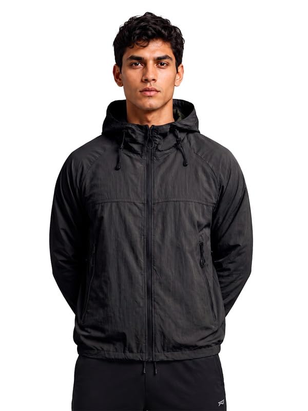Image of CHKOKKO Sunscreen Jacket For Men With Hood | Advanced Upf 50+ UV Ray Sunblock Sunscreen | Water-repellent Lightweight Nylon Cooling Quick Dry Fabric | Sports Cycling Travel & Dailywear