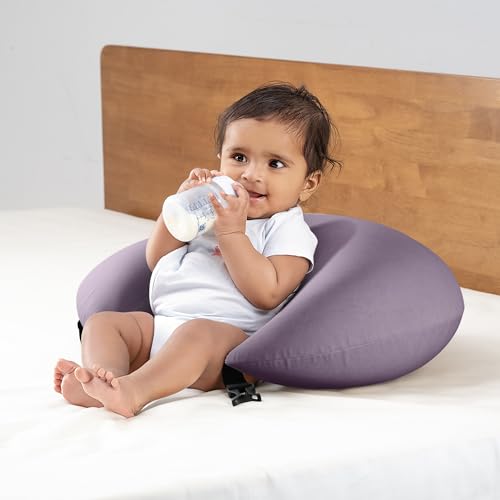 Image of Wakefit Nursing Pillow for Breastfeeding & Baby Care | 5 in 1 Feeding Pillow with Bamboo Waterproof Removable Cover | Super Soft & Machine Washable Waterproof Cover | Lavender