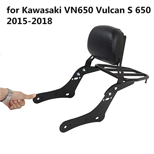 Sissy Bar Backrest Luggage Rear Rack, for 2015-2018 Kawasaki VN650 Vulcan S 650, Detachable