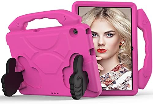 JIBA Tablet PC Case for Huawei MediaPad T3 10 9.6" Tablet Case for Kids Shockproof Lightweight EVA Dropproof Impact Resistance Protective Handle Stand Cover Tablet PC Bag (Color : Rose RED)
