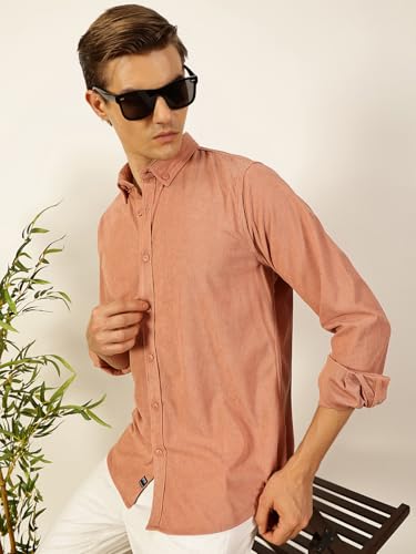 Image of Thomas Scott Men's | Solid | Full Sleeve | Slim Fit | Polyester-Blend | Button Down | Casual Shirt