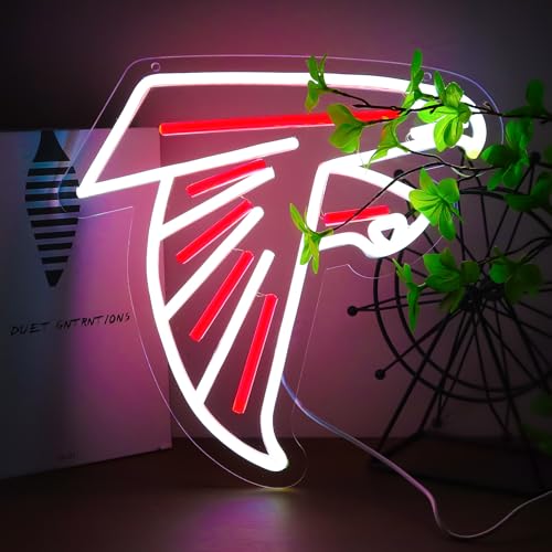 BNBIDEN Falcons Football Neon Signs Led Sign for Wall Decor Rugby Team Light Up Sign Suitable for Man Cave Office Bar Pub Wall Art Gifts for Teen Boys