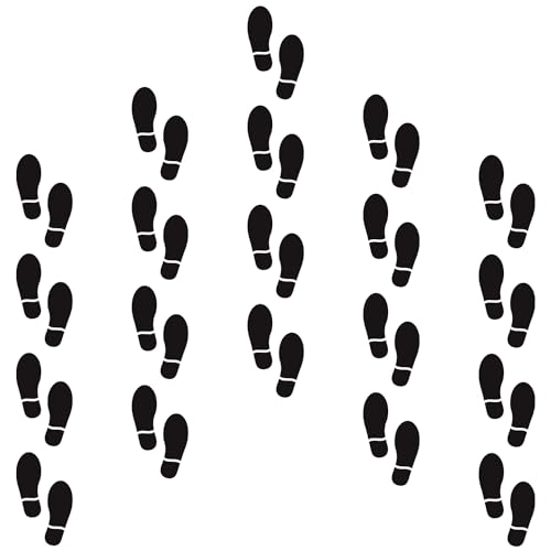Image of 20 Pairs 40 Prints Black Shoe Stickers 7 Inch Footprints Floor Decals Stickers Feet Distance Floor Sign Party Decor Guide…