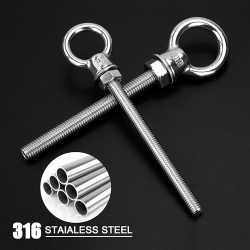 Miniatura 2 de Tornillo De Anillo M6 X 60mm Perno De Ojo De Acero Inoxidable 316 Cáncamos Argollas Con Rosca Para Fijación Y Suspensión En Hogar, Interiores Y Exteriores 4 Piezas