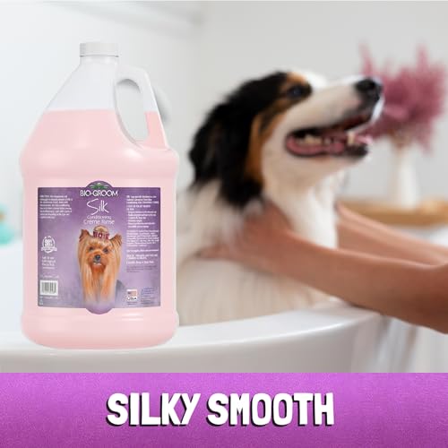 Image of Bio-Groom Super Whitening Dog Shampoo, Cruelty-Free, 1 Gallon Each, Pack of 2 | Silk Creme Rinse Conditioner, Dog & Pet Bathing Supplies, Hair Detangler, Puppy Wash, Grooming Supplies