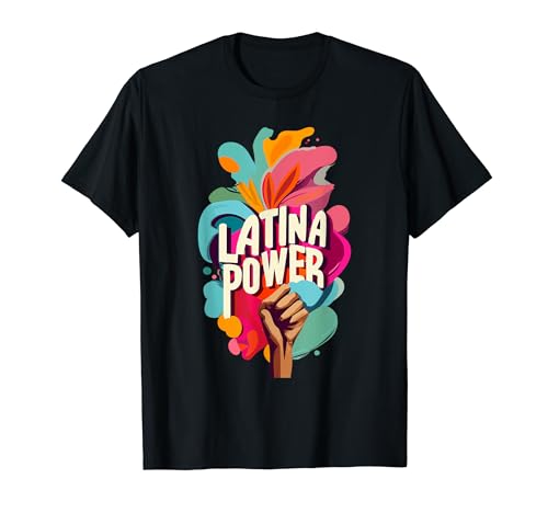 Hispanic Heritage Latina Power Flowers Mujeres Groovy Retro Camiseta