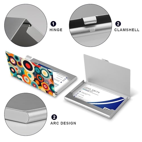 Colorful Circular Geometric Business Card Holder Pocket Slim Portable Metal Business Card Case4