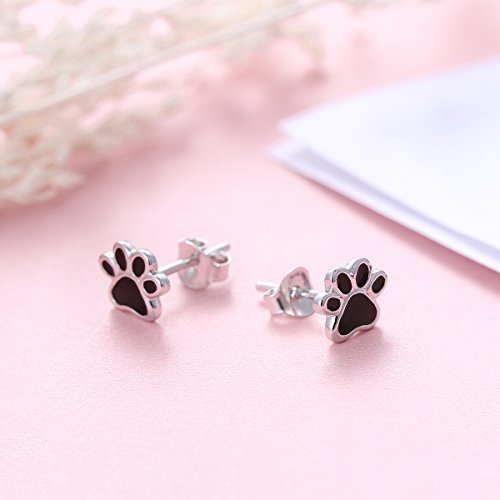 S925 Sterling Silver Puppy Dog Cat Pet Paw Print Stud Earrings4