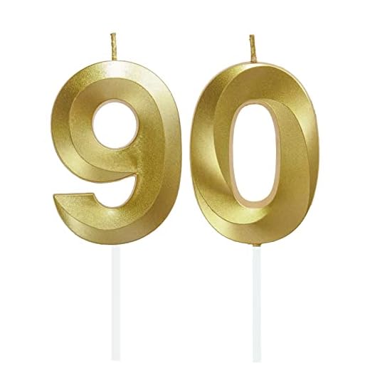 Velas de Cumpleaños con Números Velas Cumpleaños Decoracion Tartas Cumpleaños Toppers de Pastel Decorativo,para Fiesta de Cumpleaños Boda Aniversario Celebración Oro (Número 90)