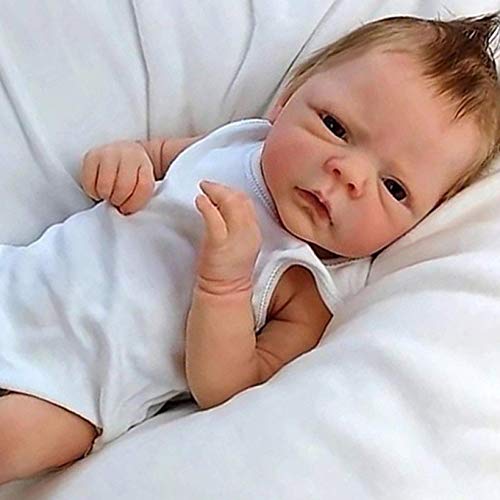 LJYY Reborn Baby Dolls 46cm 17inch Handgemachte Neugeborene Puppe Vollsilikon Körperpuppe Realistische lebensechte…
